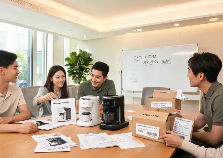 Nespresso project team reviewing samples