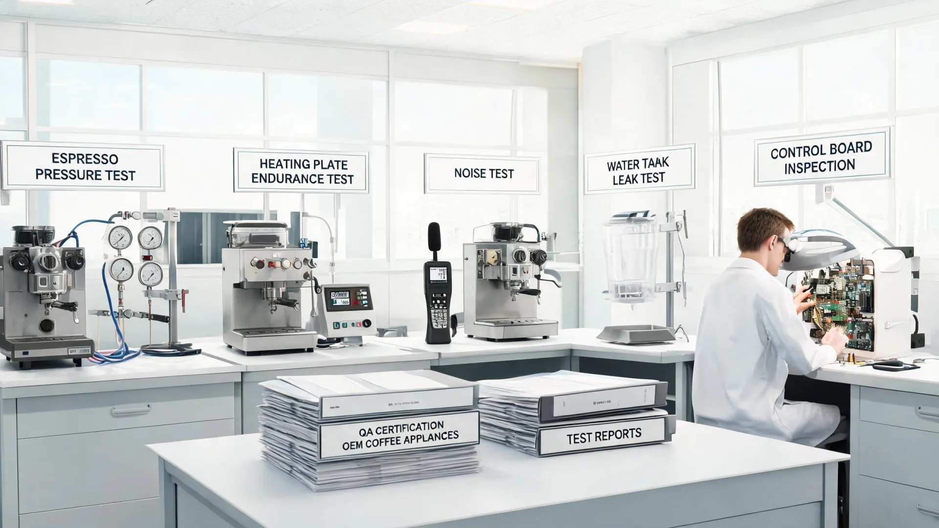 Espresso appliance QA laboratory
